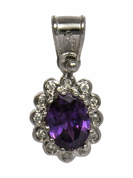Mertzios.gr Charm Rosetă din Argint cu Zircon Violet