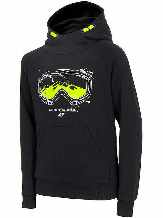 4F Kids Sweatshirt with Hood and Pocket Black