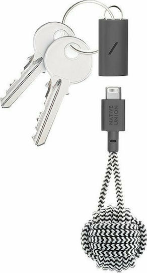 Native Union Key Braided / Keychain USB-C to Lightning Cable Γκρι 0.15m Zebra