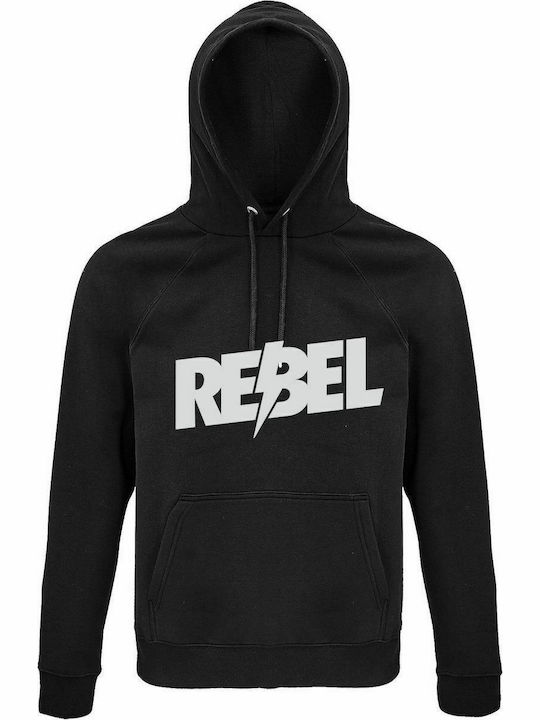 Hanorac unisex cu glugă, organic "Rebel", negru