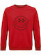 Sweatshirt Unisex, Organic "Emoticon Destroyed Smile", Red