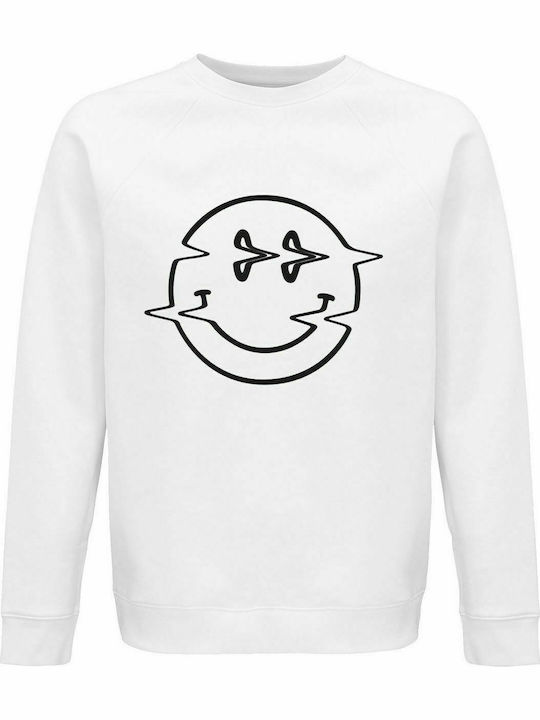 Sweatshirt Unisex, Bio "Emoticon Zerstörtes Lächeln", Wjite