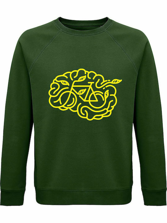 Sweatshirt Unisex, Organic "Brain Bicycle", Dark Green