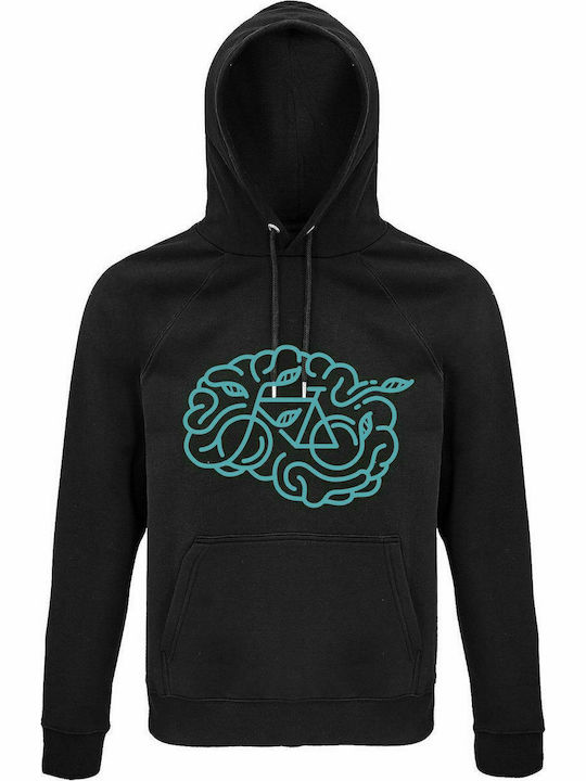 Kapuzenpulli Unisex, Bio "Brain Bicycle", Schwarz