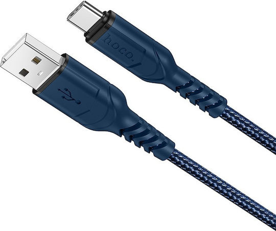 Hoco Victory X59 Braided USB 2.0 Cable USB-C male - USB-A Μπλε 1m