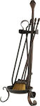 Zogometal Fireplace Tool Set with Stand Holder Dirty Rust