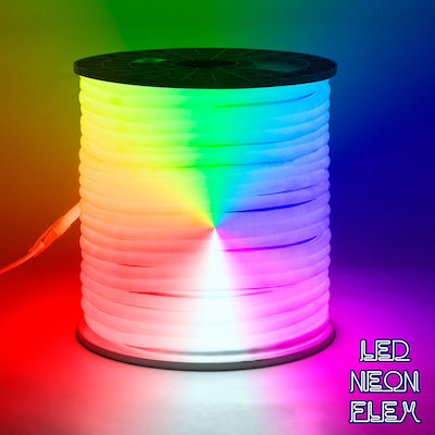 GloboStar Rezistentă la apă Bandă Neon Flex LED Alimentare 220V RGB Lungime 1m și 60 LED-uri pe Metru