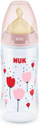 Nuk Plastic Bottle First Choice Plus Temperature Control Anti-Colic with Rubber Nipple for 0-6 months Pink Flowers 300ml 1pcs 10.741.939