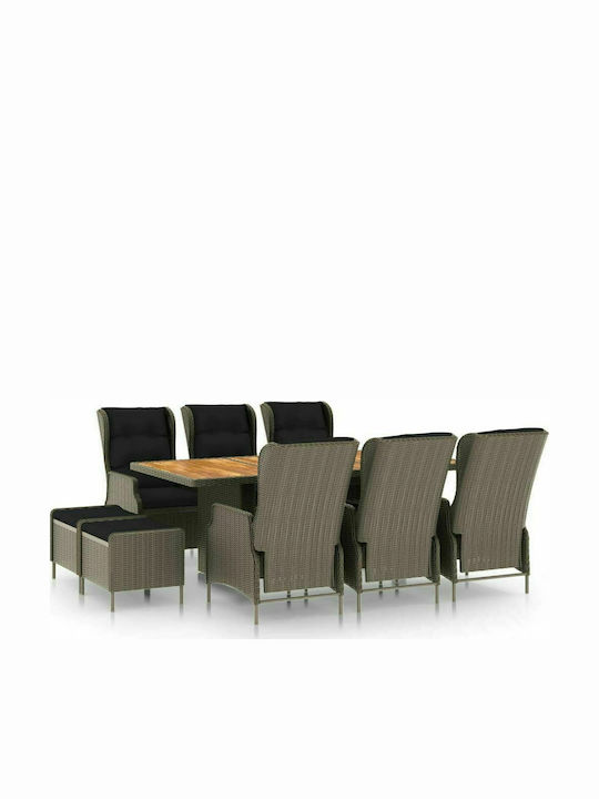 Set Sala De Mese Pentru Exterior 9 Piese Maro C...