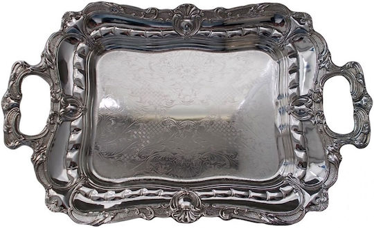 Karvounis Versilbert Rechteckig Serviertablett mit Griffen in Silber Farbe 102Q1648 1Stück