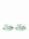 Karvounis Floral Paris Roses Set of Cups Tea Porcelain White 2pcs