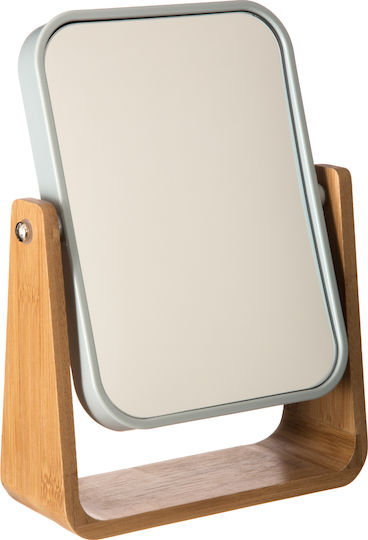 BigBuy Oglindă de machiaj De birou Bamboo Oglindă de Masă 16x16cm Maro