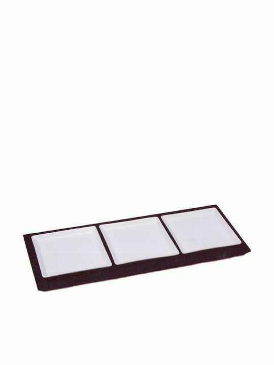 Karvounis Porcelain Dessert Divided Serving Tray with 3 Slots White