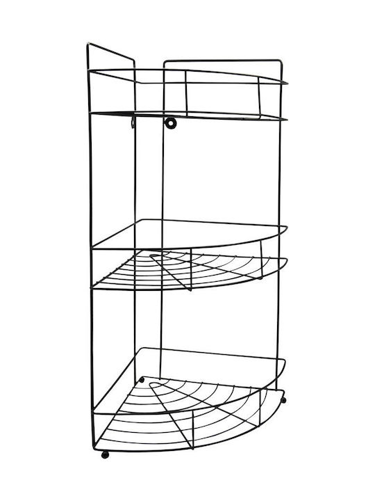 Ankor Colț Montat pe perete Raft de Baie Metalic cu 3 Rafturi 22x22x52cm