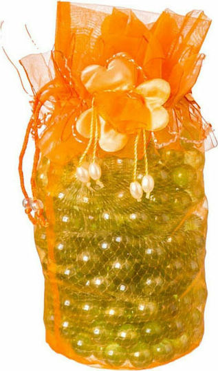 JK Home Decoration Οργάντζα Πουγκί 20cm Υφασμάτινο Χριστουγεννιάτικο Πουγκί για Δώρο Πορτοκαλί 20εκ. 2τμχ