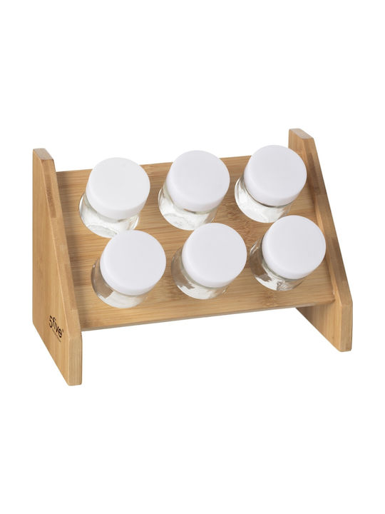 Glass Tabletop Spice Rack with Stand Brown 6pcs