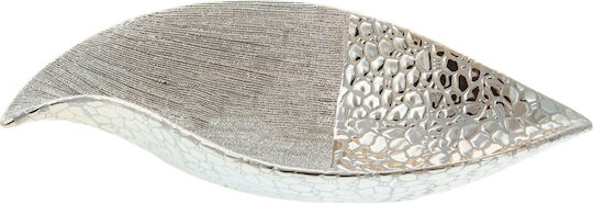 Karvounis Oval Ceramic Decorative Platter Silver 37x16x5cm