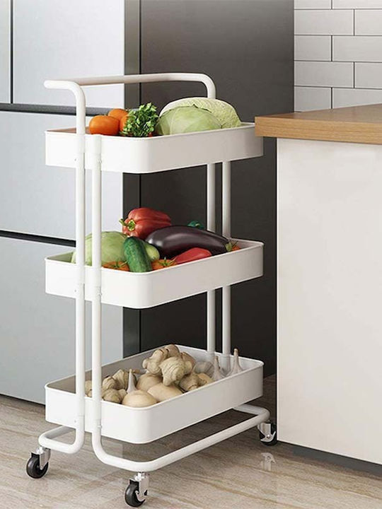 Vesta Home Kitchen Trolley Metallic 3 Tiers White 43x34x85.5cm