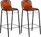 Stool Bar with Backrest Leather Coffee 2pcs 46x45x94cm