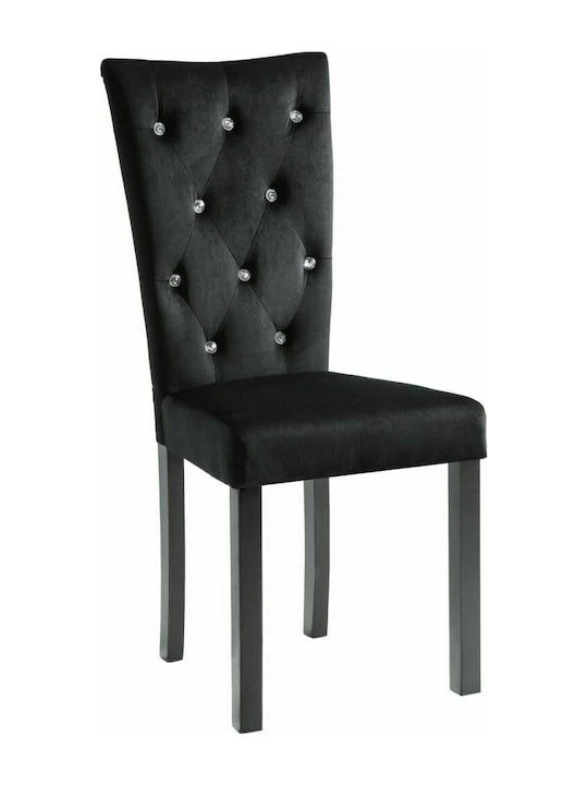 Dining Room Velvet Chair Black 43x51x98cm 2pcs