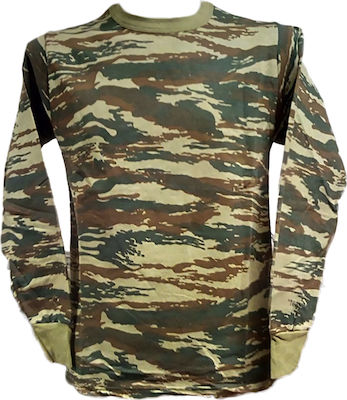 Long Sleeve Sweatshirt Military Greek Army 305 100% Cotton In Khaki Colour Φλις