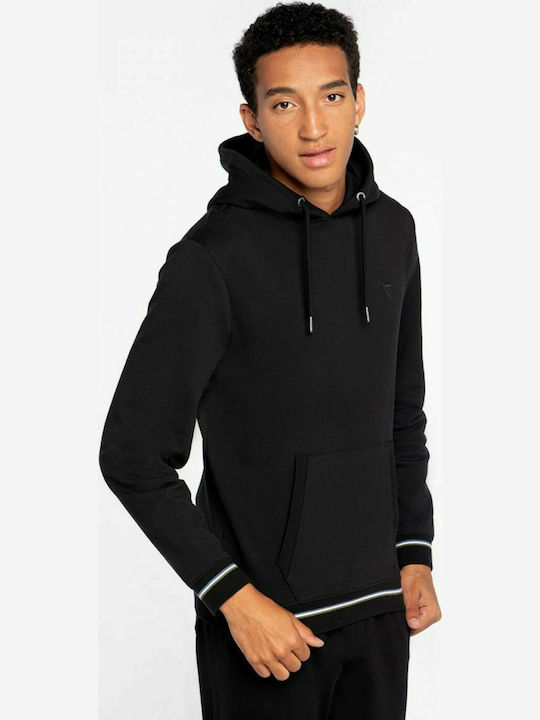 Guess Christian Men's Sweatshirt with Hood and Pockets Black