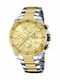 Festina Ανδρικό Ρολόι 44mm Χρονογράφος Μπαταρίας με Μεταλλικό Μπρασελέ