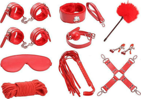 IntoYou BDSM Line Bondage Set 10 Pieces BDSM Kit σε Κόκκινο Χρώμα 10τμχ