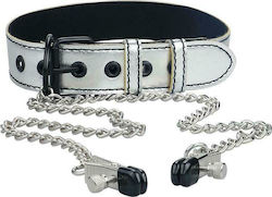 Lovetoy Collar with Nipple Clamps Silver