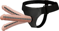 Harness Attraction Derick Articulable Harnașament cu Dildo 22.5cm și Vibrație în Culoare Flesh