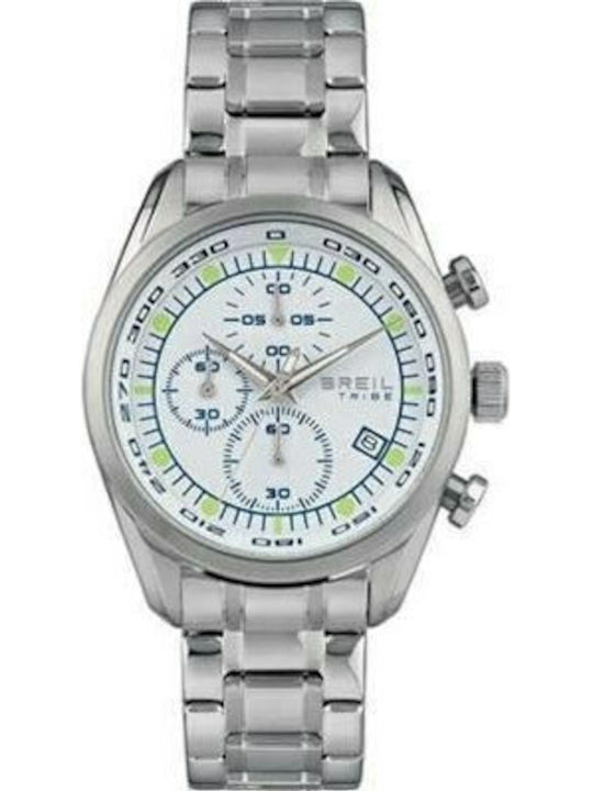 Breil Tribe Ceas Barbati 41mm Cronograf Baterie cu Brățară Din Metal Argintie