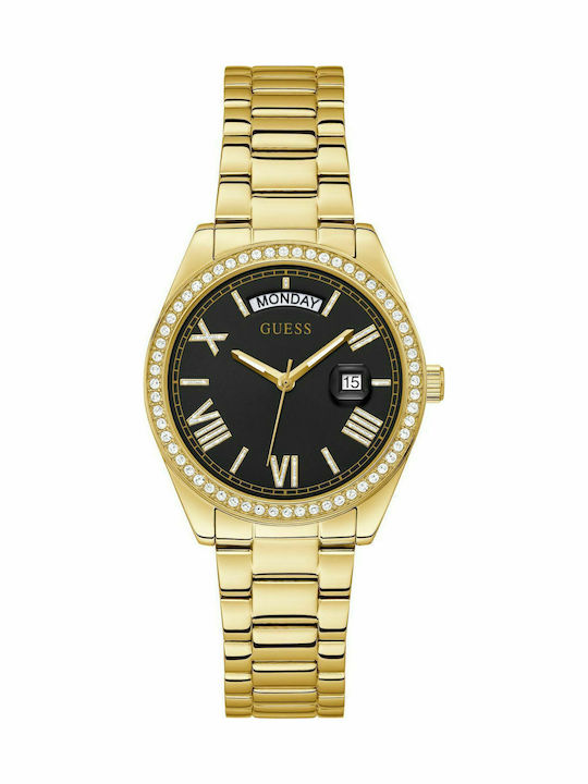 Guess Luna Womens Watch 36mm Battery With Gold Steel Bracelet