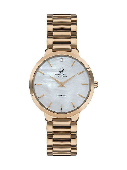 Beverly Hills Polo Club Watch with Pink Gold Metal Bracelet