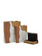 Inart Wooden Book Decorative Boxes Set Μπεζ-Λευκό 3pcs