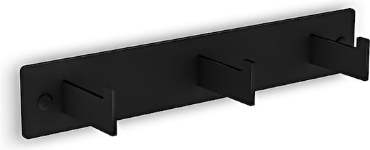 Conset C1171 Agățătoare De Perete Metalică Neagră Cu 3 Compartimente 21x4x5cm