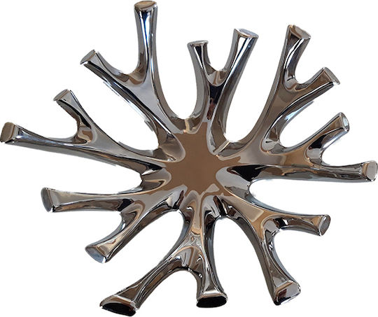 Karvounis Ceramic Decorative Platter Silver 30x27cm