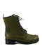 Leather Women's Ankle Boots Green