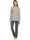 Vamp Winter Damen Pyjama-Set Baumwolle Gray