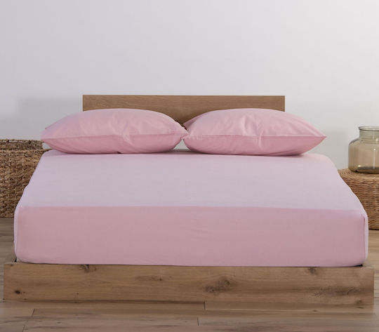 Nef-Nef Homeware Sheet King Size with Elastic 180x200+35cm. Jersey 1018 Pink