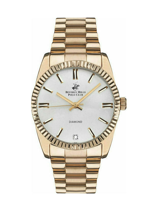 Beverly Hills Polo Club Watch with Pink Gold Metal Bracelet