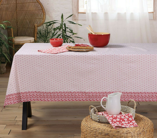 Nef-Nef Homeware Τραπεζομάντηλο Βαμβακερό Αλέκιαστο Tradition Pink 140x240εκ.