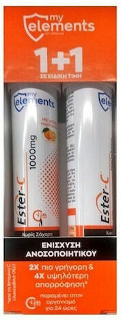 My Elements Ester-C Vitamin C für Stärkung des Immunsystems Haut & Antioxidantien Aktion 1000mg Orange 40 Sprudeltabletten