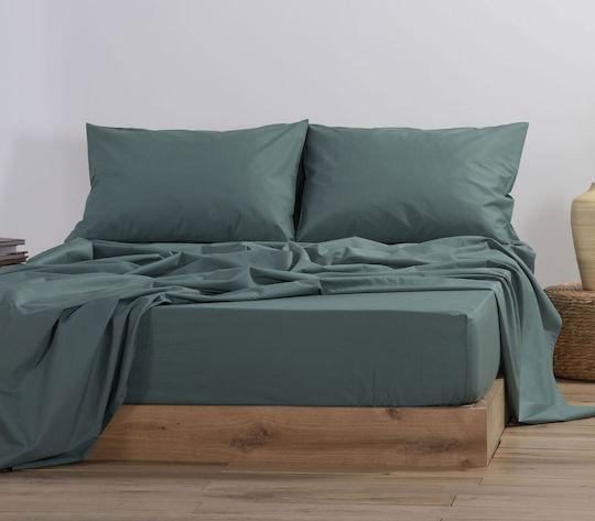 Nef-Nef Homeware Единично 100x200+30см. с Ластик Basic 1172 Зелено