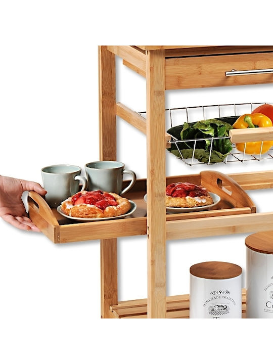 Kesper Wooden Kitchen Trolley 4 Tiers Brown 49x38x81cm
