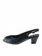 B-Soft Peep Toe Black Medium Heels with Strap