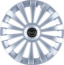 Jestic Car Hubcap Set Meridian with Opel Emblem 15" 4pcs Silver