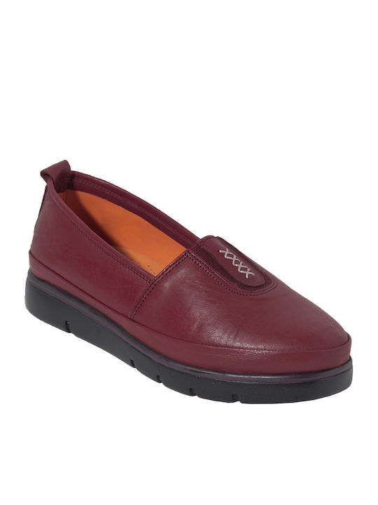 732 Leder Damen Mokassins in Rot Farbe
