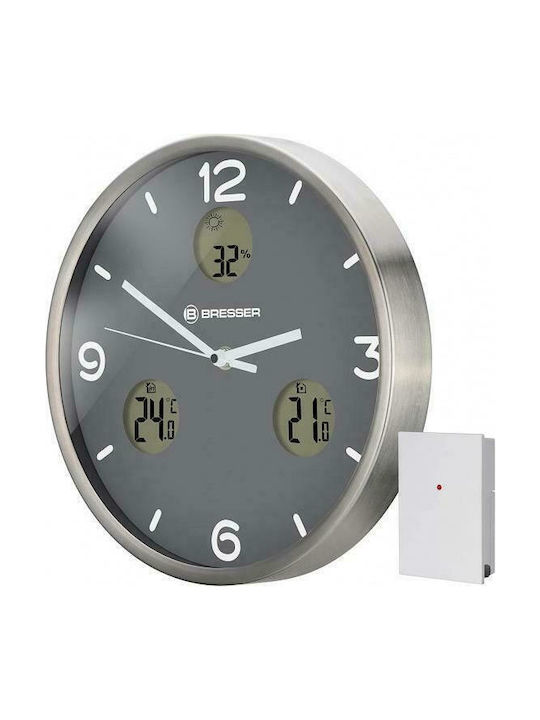 Bresser MyTime Wall Clock Metallic Grey/Silver Ø30cm