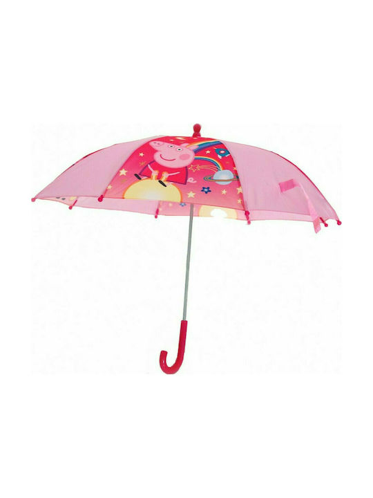 Chanos Kinder Regenschirm Gebogener Handgriff Peppa Pig Rosa mit Durchmesser 75cm.