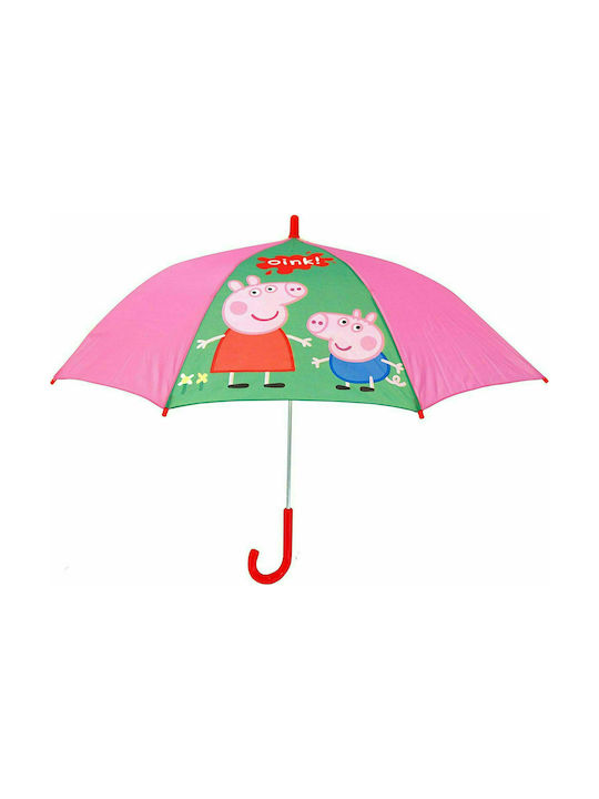 Chanos Kinder Regenschirm Gebogener Handgriff Peppa Pig Rosa